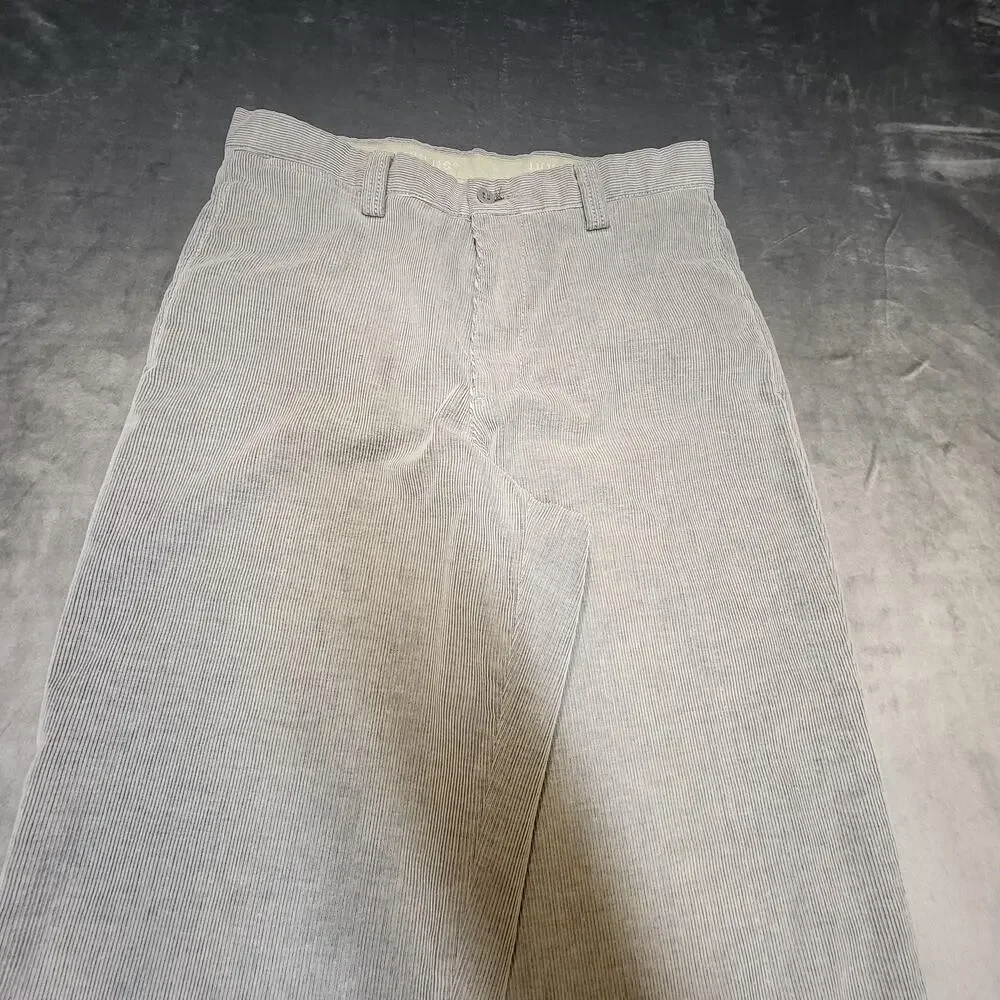 Vintage Dockers Pants Mens 32x32 Gray Corduroy Khakis Flat Front Straight Chino - Picture 2 of 12